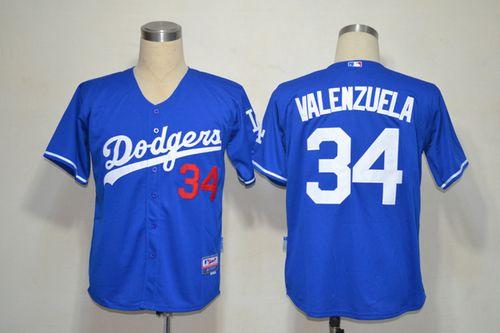 Dodgers #34 Fernando Valenzuela Blue Cool Base Stitched MLB Jersey - Click Image to Close